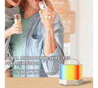 Joyance Karaoke Machine Mini Wirel Microphone and Speaker Set, 2 Microphones with RGB Color Light, Portable Dual Microphone Karaoke System for Desktop and Outdoor Use