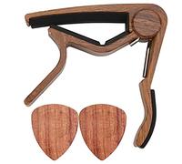 Joyance Quick Change Capo Acoustic Guitar Capo, Solid Wood Silica Gel Clamp, Ergonomic Design with 2 Picks, Quick Change for Bass, Ukulele, Violin, String Instrument Accory