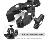 Joyance Super Clamp Mount, Double Camera Clamp with Dual Ball Head Cold Shoes, 1/4 Inch ARRI Locating Holes, 1.5kg Load Bearing, Action Camera Mount for Photography and Light Stands
