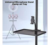 Joyance Universal Microphone Stand Clamp-On Tray, 270 x 205mm Sound Card Tray with Phone Holder, Versatile Storage Shelf for Live Broadcast and Streaming