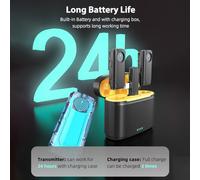 Joyance Wirel Microphone System, 1 Receiver + 2 Transmitters + 1 Charging Box, 20M Transmission Range, Built-In Battery, 3.5mm Interface for Camera, Laptop, Live Streaming, Vlog