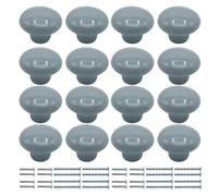 Joyangy 16-Pack Ceramic Drawer Knobs, 32mm/1.26 Inch Round Cabinet Knobs and Pulls, Vintage Door Knob Pull Handles with 2-Sized Screws for Kitchen Dresser Cupboard, Gray