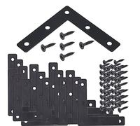 Joyangy 20pcs Black L Flat Shape Braces Corner Bracket, 80x80 mm Decorative Corner Brackets Mending Plate, Cold Rolled Steel 90 Dgree Angle Bracket for Wood Furniture Fixing