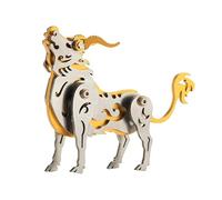 JOYARCH 3D Metal Puzzle for Adults & Teens, 80PCS DIY Mechanical Zodiac Ox Aluminum & Copper Assembly Kit, Creative Desktop Ornament Gift for Enthusiast (Gold)