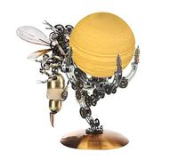 JOYARCH 3D Metal Puzzle Sets for Adults, 627PCS Mechanical Wasp Metal Assembly DIY Kit with 10CM Touch Jupiter Lamp 3 Colors, Creative Desktop Ornament Steampunk Display Base