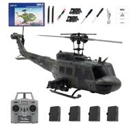 JOYARCH C032 UH-1 Huey RC Helicopter, 1/48 Scale 6-Channel Brushless Helicopter with Optical Flow Positioning, One Click Inverted Flight & Gyro Stabilized, 3D Stunt Military Aircraft Model for Adults