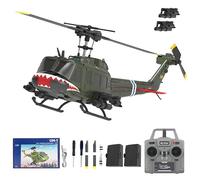 JOYARCH C032 UH-1 Huey RC Helicopter Toys for Adults, 1/48 Scale 2.4G 6CH RC Brushless Flybarless Helicopter, 6-Axis Gyro Aircraft Model with Altitude Hold & Optical Flow Positioning - 2 battery