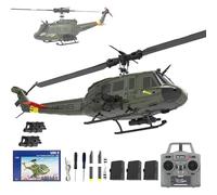 JOYARCH C032 UH-1 Huey RC Helicopter Toys for Adults, 1/48 Scale 2.4G 6CH RC Brushless Flybarless Helicopter, 6-Axis Gyro Aircraft Model with Altitude Hold & Optical Flow Positioning - 3 battery