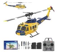 JOYARCH C032 UH-1 Huey RC Helicopter Toys for Adults, 1/48 Scale 2.4G 6CH RC Brushless Flybarless Helicopter, 6-Axis Gyro Aircraft Model with Altitude Hold & Optical Flow Positioning - 2 battery