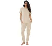 Joyaria Bamboo Viscose Pajamas for Women Cooling Pjs Set Summer Lightweight Sleepwear(Cream, Small)