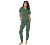 Joyaria Bamboo Viscose Pajamas for Women Cooling Pjs Set Summer Lightweight Sleepwear(Olive, Small)