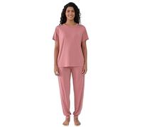 Joyaria Women Cooling Pjs Set Summer Bamboo Viscose Pajamas Lightweight Jogger Sleepwear(Old Rose, Small)