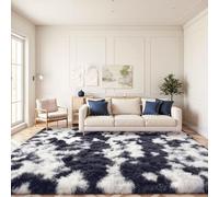 JOYARR Rugs Living Room, Large Area Carpet Fluffy Washable Soft Shaggy Anti Slip Modern Decor Tie Dye Mat for Bedroom Kids Nursery Room, Black White, 200x290 cm