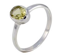 Joyas Plata Real Gemstones Oval Shape One Stone Faceted Lemon Quartz rings - 925 Silver Yellow Lemon Quartz Ring - April Birth Aries Astrology Real Gemstones Ring