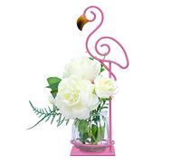 Joyathome Desktop Glass Planter Vase Holder, esktop Glass Planter Hydroponics Vase，Metal Flamingo Plant Terrarium， Stand for Plants Creative Decorations for Home Patio Lawn Garden