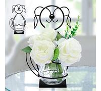 Joyathome Desktop Glass Planter Vase Holder, Metal Dog Plant Terrarium Stand for Plants Creative Decorations for Home Patio Lawn Garden …