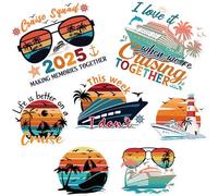 JoyAura Family Cruise Door Decorations - 7 Pcs 2025 Large Cruise Squad Magnetic Stickers Decals Retro Stateroom Door Magnets for Party Supplies Holiday Carnival Ship Cabin Fridge Decoration