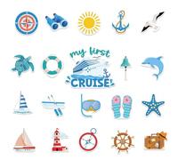 JoyAura Family Cruise Door Magnets - 20 Pcs Funny Dolphin Turtle Ship Door Magnetic Decor, My First Cruise Magnet Stateroom Decoration Anchor Magnetic Sticker for Carnival Party Cabin Decal