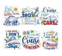 JoyAura Family Cruise Door Magnets - 6 Pcs Large Ship Cabin Stateroom Accessories Magnetic Stickers, Tropical Palm Anchor Decor for Family Summer Party Carnival Refrigerator Decals