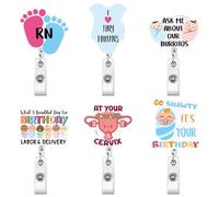 JoyAura ID Badge Holder - Labor and Delivery Nurse Badge Reel Retractable for NICU, Cute ID Badge Clip with Acrylic Patch Nurse Work Accessories, Appreciation Gift for L&D