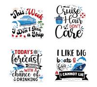 JoyAura Large Cruise Door Magnets - 4 Pcs Big Boats Week Trip Stateroom Magnetic Cruise Sticker Funny Nautical Ship Cabin Decoration for Carnival Party Anniversary Supplies Favors