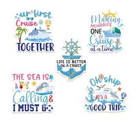 JoyAura Nautical Cruise Door Magnets - 6 Pcs Our First Trip Large Ship Door Magnetic Decor Stickers, Cute Family Cruise Stateroom Magnets Decorations for Carnival Party Supplies Favors