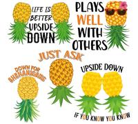 JoyAura Pineapple Cruise Door Decorations - 5 Pcs Funny Upside Down Pineapple Ship Cabin Decorations Magnetic Stickers Magnet Stateroom Accessories for Car Bumper Fridge Carnival Party Supplies