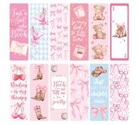 JoyAura Pink Bookmarks for Women - 24 Pcs Coquettte Bows Cherry Paper Bookmark for Girls, Panda Cowboy Hat Cute Bookmarks Creative Gift for Kids Student Teacher Book Lover