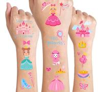 JoyAura Princess Temporary Tattoos for Kids - 8 Sheets 320 Pcs Cartoon Fairy Fake Tattoo Stickers for Girls Four Ever a Princess Decorations Birthday Party Supplies