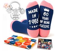 Joybbl 60th Birthday Gifts for Women, Women Birthday Decorations, Funny Socks & Inspirational Keychain, Novelty Gifts for Mum Girlfriend Daughter Sister, Fun Present Christmas Stocking