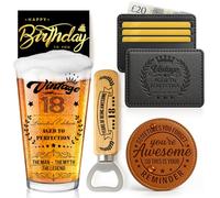 Joybble 18th Birthday Gifts for Boys, Birthday Decorations Vintage 18th Beer Glass Sets for Boys, Valentine's Day Personalised Gift Beer Glasses Gift Ideas, Vintage Opener & 6in1 Pen for Him