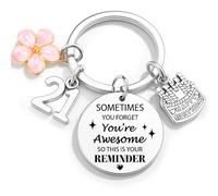 Joybble 21st Birthday Gifts for Girls, Happy Birthday Keychain Gifts for Girls, Unique Birthday Decorations Keyring Keychains, Sweet 21 Key Rings for Best Friend, Sister, Daughter, Niece (21th)