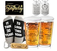 Joybble 30th Birthday Gifts for Men, 30th Birthday Decorations Beer Glass in Vintage Box, Valentine's Day Gift Beer Glasses Gift Ideas, Presents for Men, Personalised Beer Glass Sets for 30 Year