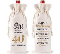 Joybble 40th Birthday Gifts for Men Women, 1985 Years Wine Bag Birthday Gifts with Witty Quote, Linen Wine Gift Bags Set with Label and Rope, Decorative Drawstring Bottle Cover Gift Bags