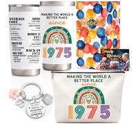 Joybble 50th Birthday Gifts for Women, 50th Birthday Gifts for Her, Personalised Gifts Insulated Tumbler & Cute Makeup Bag, Mother's Day Ideas Gift for Mum, Wife, Bestie, Sisters, with Greeting Card