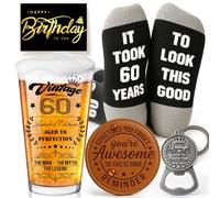 Joybble 60th Birthday Gifts for Men, 60th Birthday Gifts for Men with Greeting Cards, 60 Years Old Beer Glass in Vintage Box, Christmas Personalised Presents Beer Glasses Set, Christmas Presents