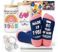 Joybble 60th Birthday Gifts for Women, Happy 60th Birthday Iced Coffee Cup Gift Sets for Ladies, Present Keepsake Ideas for Her, Anniversary Cup, Funny Gift Sets for Your Mom, Grandma, Best Friend