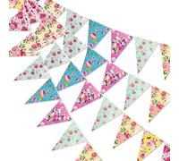 Joybble Birthday Bunting Flags, Party Bunting Outdoor Waterproof, Vintage Bunting for Afternoon Tea Garden Party Birthday Festival Spring Easter Decorations, Tropical Flags, Flower Style (2)