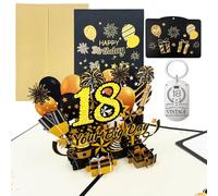 Joybble Birthday Card, Black Gold Pop Up 18th Birthday Card for Girls Boys Him Her, Birthday 3D Pop-Up Greeting Cards with Envelope, Personalised Pop Up Cards for Daughter Son Sister Brother Friend