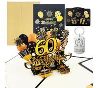 Joybble Birthday Card, Black Gold Pop Up 60th Birthday Card for Women Men Him Her, Birthday 3D Pop-Up Greeting Cards with Envelope, Personalised Pop Up Cards for Mum Wife Husband Grandma Friend