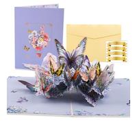 Joybble Birthday Cards for Women, Butterflies Flowers Pop Up Card, 3D Happy Birthday Cards with Envelope, Wedding Anniversary Mother’s Day Greeting Card, Funny Gift as Cards for Mum, Daughter, Wife