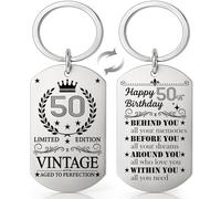 Joybble Birthday Gifts for Him & Her, Funny Keyring Gifts for Son Dad Boyfriend Husband, 13-60th Birthday Gifts for Men Keepsake Keyring, Novelty Fun Gifts from Grandchildren Husband Wife (50th)