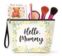 Joybble Birthday Gifts for Mum, 1 Pc Mum to Be Gifts, Baby Gift for Mummy, Baby Gift Bag, White Cosmetic Bags Canvas Pouch Bags with Zipper for Pregnant Women New Mom Gifts