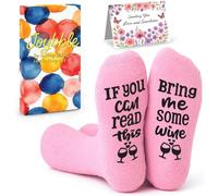 Joybble Birthday Gifts for Women, Christmas Gifts for Women, Funny Socks If You Can Read This Bring Me Wine, Funny Birthday Gift Ideas for Her, Novelty Christmas Presents for Sister Mum (Plush Pink)