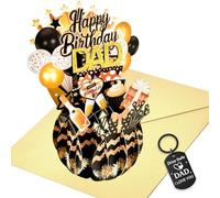 Joybble Birthday Pop Up Card for Dad, Colorful Balloons & Fireworks 3D Gift Box with Envelope and Keychain, Special Gifts Birthday Greeting Cards for Men, Son, Brother, Grandson & Male Friends
