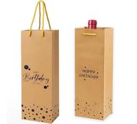 Joybble Bottle Bags for Wine, Reusable Liquor Bottle Bag, Kraft Paper Wine Gift Bag with Tag, 2 PCS Gift Bags with Rope Handles, Classic Paper Carriers Tote for 60th Birthday Party