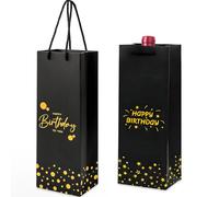 Joybble Bottle Bags for Wine, Reusable Paper Wine Bottle Bags with Tag, 2 PCS Luxury Black Gold Gift Bag with Rope Handles, Elegant Paper Carriers Tote with Gold Foil Print for 18th Birthday Party