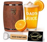 Joybble Dad's Juice Gift Set, Personalized Birthday Gifts for Men, Dad, Grandad, Father's Day, Christmas, Beer Glasses for Daddy with Greeting Card, Bottle Opener, Retro Wooden Barrel