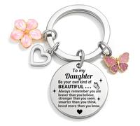 Joybble Daughter Gifts,Personalised Keyring Gift for Girls, Unique Funny Happy Birthday Keychain Gifts for Women, Encourage Key Rings Decoration for Her, Inspirational Presents Daughter Gift from Mum