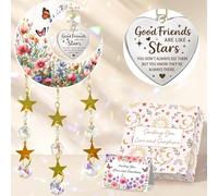 Joybble Friend Gifts, Gifts for Women - Butterfly Crystal Suncatcher, Sun Catchers for Windows, Flower Moon Rainbow Crystal Suncatchers, Ideal Friendship Gifts on Her Birthday, with Greeting Card